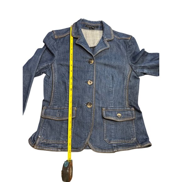 Theory Womens Denim Blazer Jacket Patty L Louisiana Style Size S Blue Button Fro - Picture 9 of 16